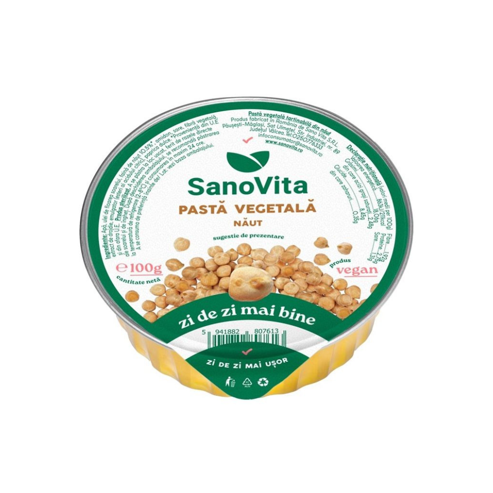 Pasta vegetala din naut, 100 g, Sanovita