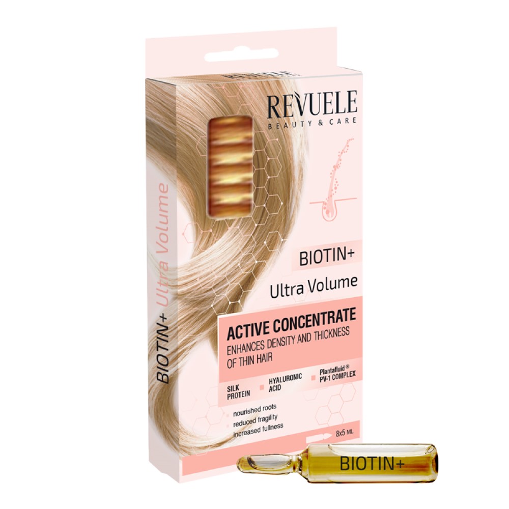 Concetrat activ pentru densitatea si fortfierea parului Biotina, 8 x 5 ml, Revuele