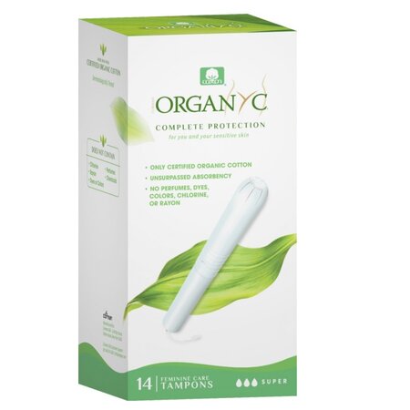 Tampoane Super din bumbac organic cu aplicator