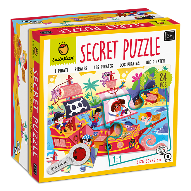 Puzzle cu mici secrete Piratii, +3 ani, 24 piese, Ludattica