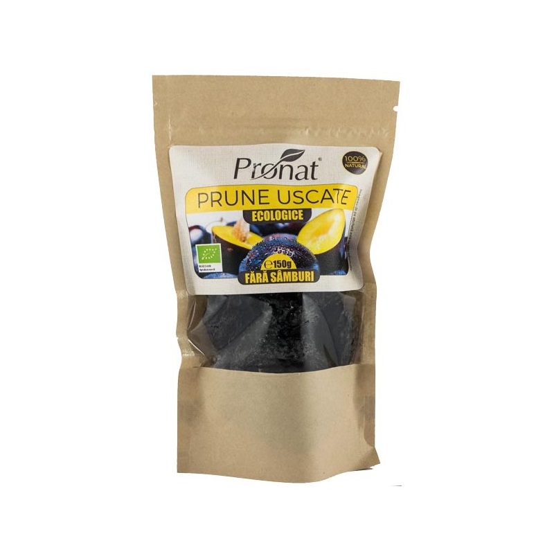 Prune fara conservanti si samburi Bio, 150 gr, Pronat