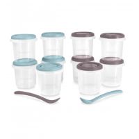 Set 10 recipiente ermetice cu 2 lingurite anatomice Terra, 250 ml, Miniland