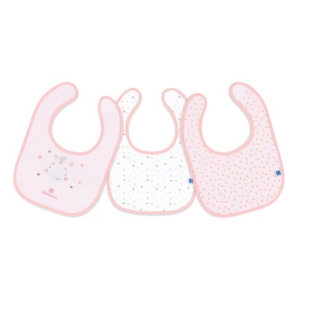 Set de 3 bavete impermeabile Terry, Pink