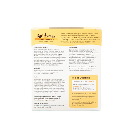 Apijunior Tonic imunitate copii, 10 x 10 ml fiole, Albina Carpatina 817124