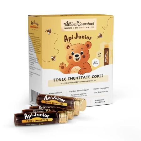 Apijunior Tonic imunitate copii, 10 x 10 ml fiole, Albina Carpatina