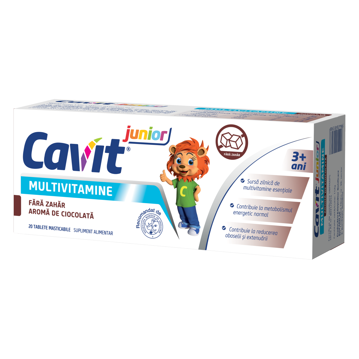 Cavit junior multivitamine cu aroma de ciocolata, 20 tablete masticabile, Biofarm