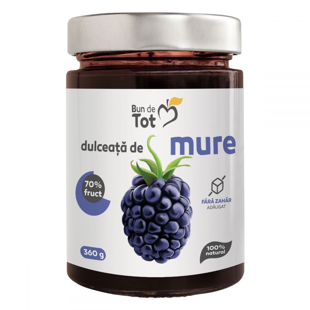 Dulceata naturala din mure fara zahar Bun de Tot, 360 g, Dacia Plant