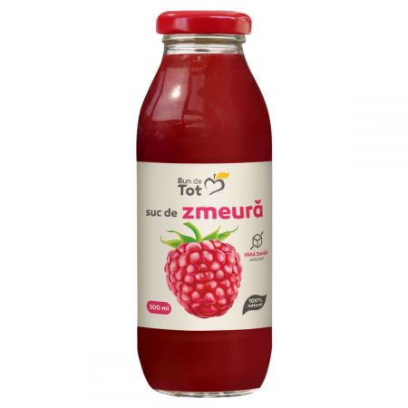 Suc natural de zmeura fara zahar Bun de Tot, 300 ml