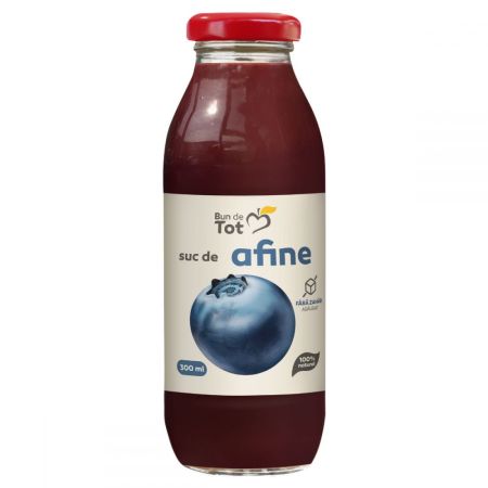 Suc natural de afine fara zahar Bun de Tot, 300 ml