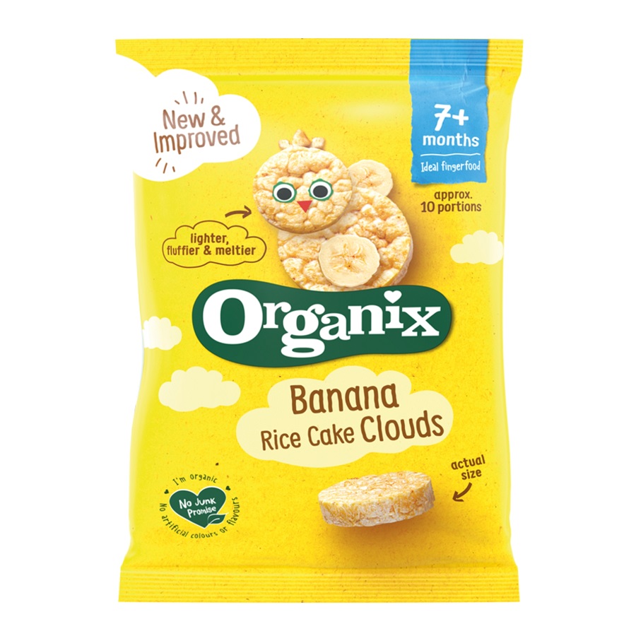 Rondele Bio din orez cu banane, +7 luni, 40 g, Organix