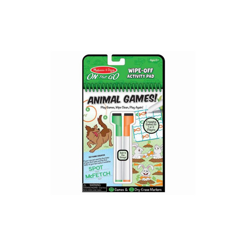 Carnet reutilizabil cu activitati si jocuri Animale, +6 ani, Melissa&Doug