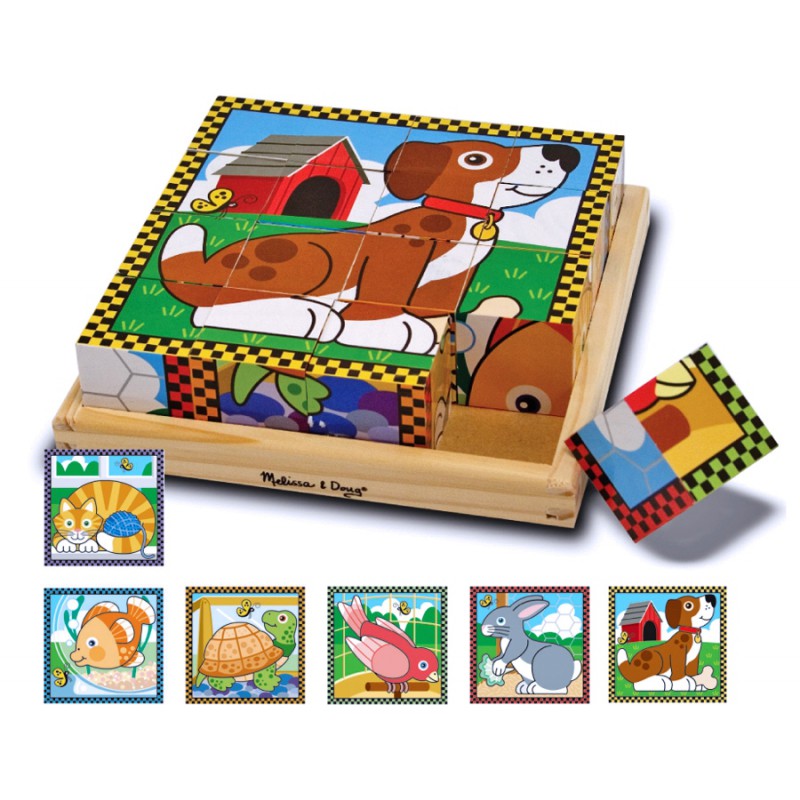 Puzzle din lemn cumburi animale de casa, +3 ani, Melissa&Doug