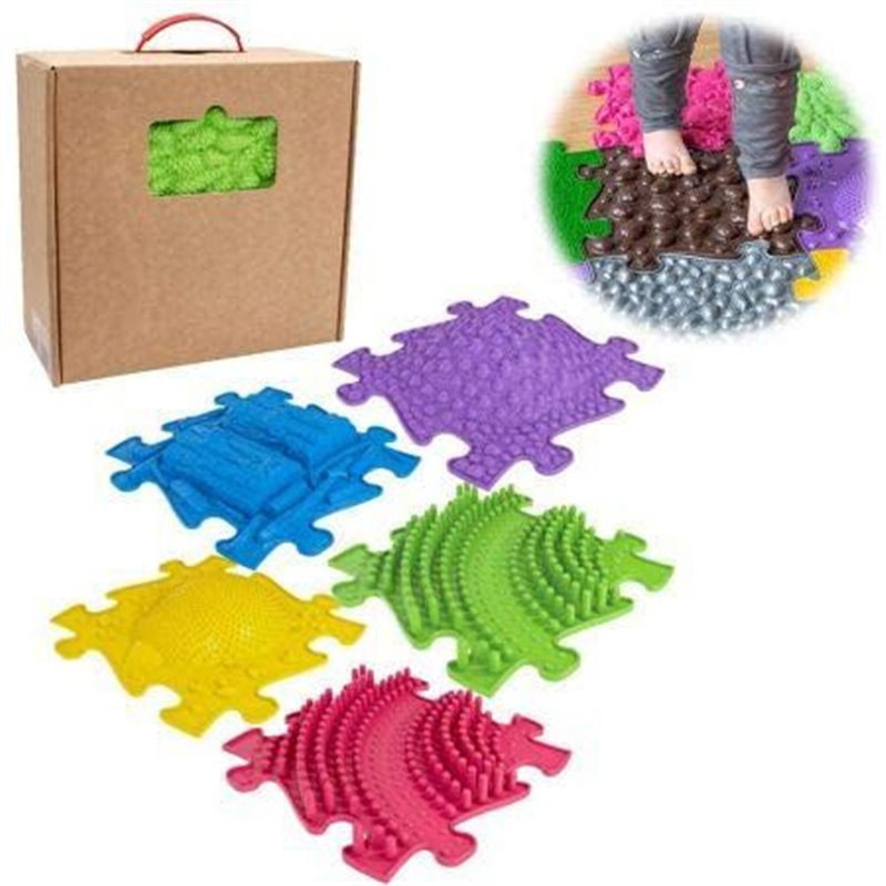 Covoras ortopedic senzorial tip puzzle Set mediu A, +12 luni, Multicolor, Muffik