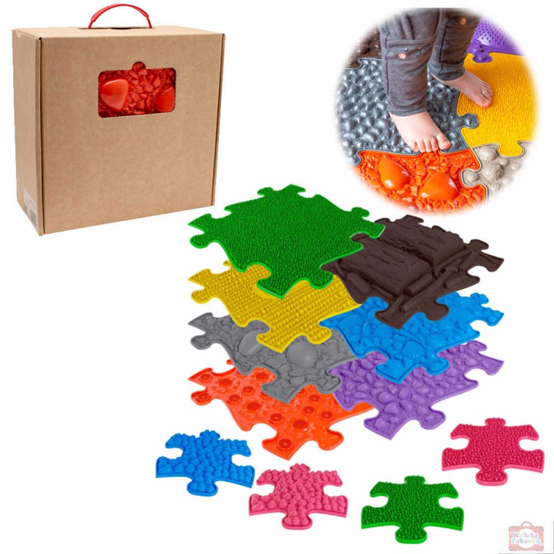 Covoras ortopedic senzorial tip puzzle Set mediu 2A, +12 luni, Multicolor, Muffik