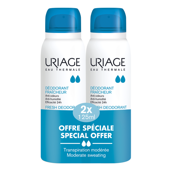 Pachet deodorant spray cu piatra de alaun, 125 ml + 125 ml, Uriage