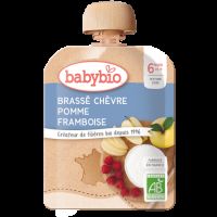 Pouch din iaurt cu lapte de capra, mere si zmeura, 85 gr, BabyBio