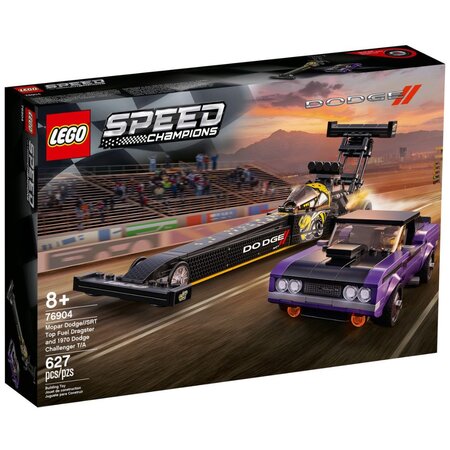 Mopar Dodge Srt top fuel Dragster si Dodge Challanger 1970 Lego Champions, 8 ani+, 76904, 627 piese, Lego 512642