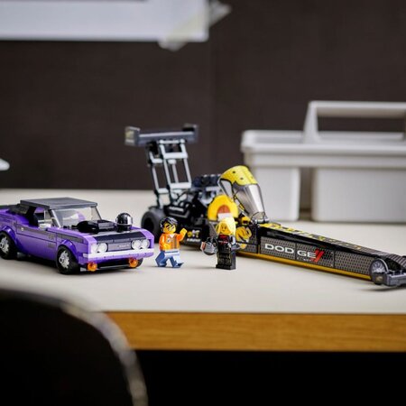 Mopar Dodge Srt top fuel Dragster si Dodge Challanger 1970 Lego Champions, 8 ani+, 76904, 627 piese, Lego 512641