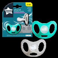 Suzeta din silicon Sensitive, 0-6 luni, Alb/Turcoaz, 2 bucati, Tommee Tippee