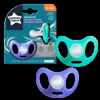 Suzeta din silicon Sensitive, 6-18 luni, Mov/Turcoaz, 2 bucati, Tommee Tippee