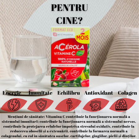 Acerola Vitamina C, 60 comprimate masticabile, Forte Pharma 765909