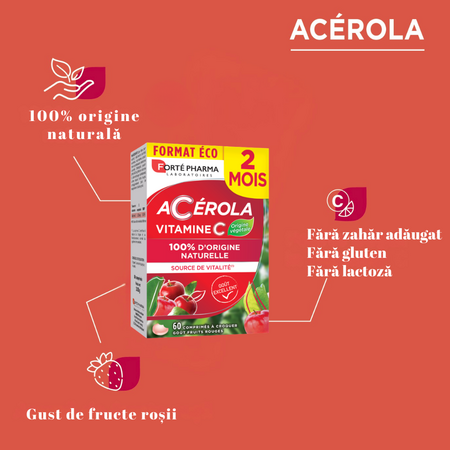 Acerola Vitamina C, 60 comprimate masticabile, Forte Pharma 765908