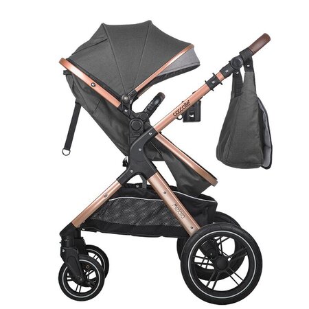 Carucior transformabil 3 in1 Melora, 0 luni+, Diamond Black, Coccolle 693343