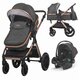 Carucior transformabil 3 in1 Melora, 0 luni+, Diamond Black, Coccolle 693350