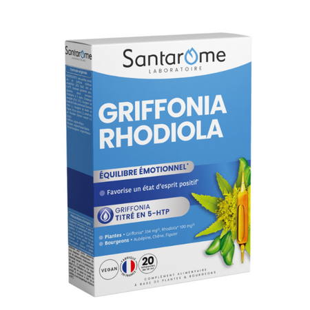 Griffonia Rhodiola Bio, 20 fiole x 10 ml, Santarome Natural