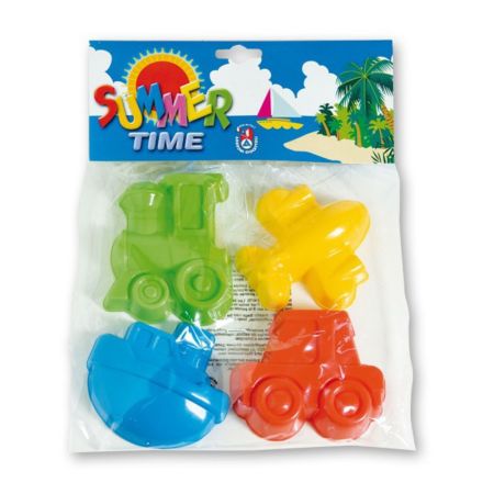 Set 4 forme pentru nisip, +3 ani, Vehicule Colorate, Androni Giocattoli