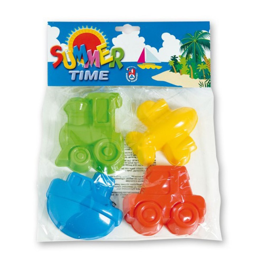 Set 4 forme pentru nisip, +3 ani, Vehicule Colorate, Androni Giocattoli