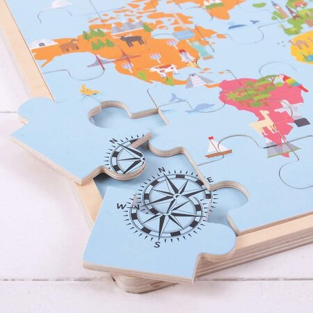 Puzzle din lemn Harta lumii, +3 ani, 35 piese, Big Jigs 514676