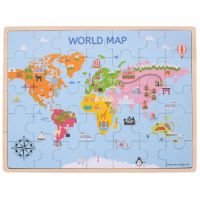 Puzzle din lemn Harta lumii, +3 ani, 35 piese, Big Jigs