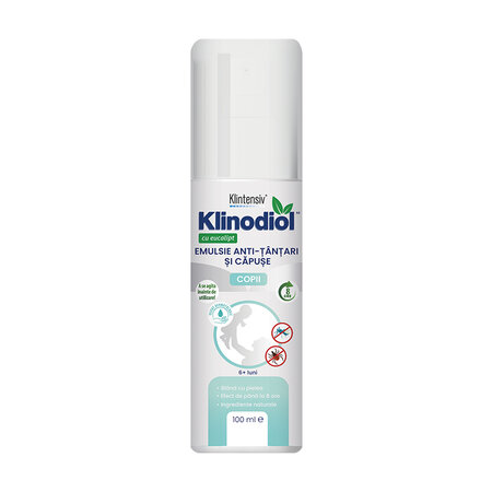 Emulsie anti-tantari si capuse pentru copii, 6 luni+, eucalipt, 100 ml, Klinodiol