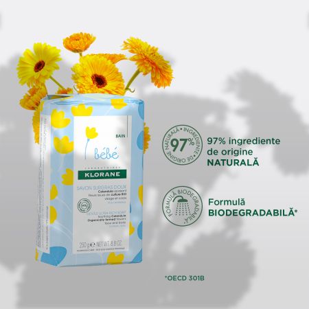Sapun solid pentru copii cu extract de galbenele, 250 g, Klorane Bebe 515374