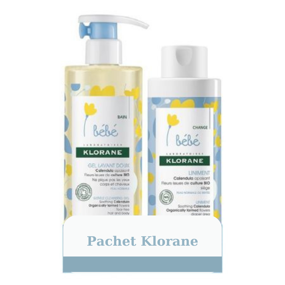 Pachet Gel spumant pentru par si corp + Unguent pentru zona scutecului, 500 ml/400 ml, Klorane Bebe