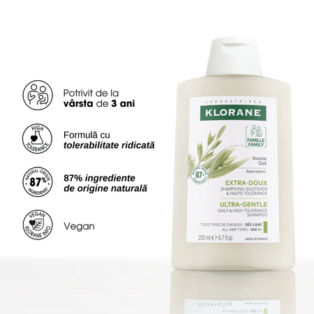 Sampon cu extract de ovaz, 200 ml, Klorane 724003