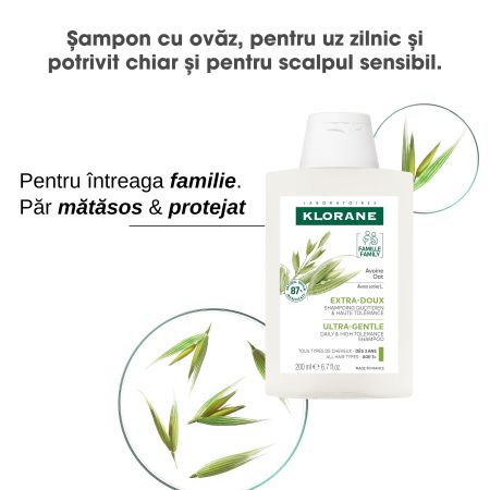 Sampon cu extract de ovaz, 200 ml, Klorane 724004
