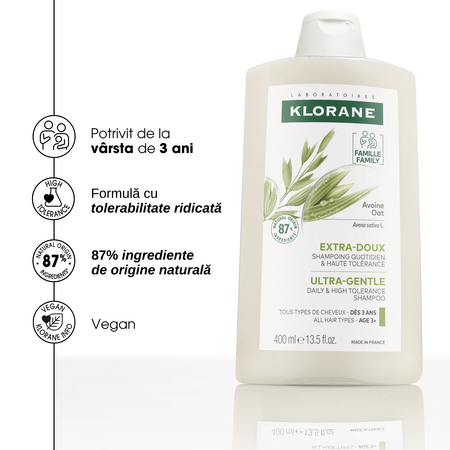 Sampon cu extract de ovaz, 400 ml, Klorane 724012