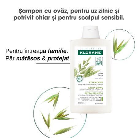 Sampon cu extract de ovaz, 400 ml, Klorane 724013