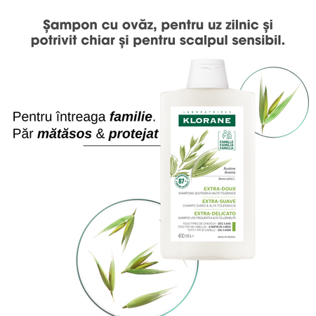 Sampon cu extract de ovaz, 400 ml, Klorane 724013