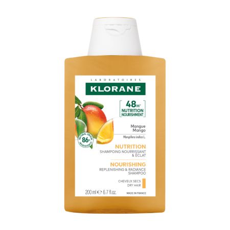 Sampon cu extract de mango Bio pentru par uscat-deshidratat, 200 ml, Klorane
