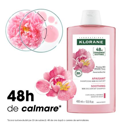 Sampon cu extract de bujor Bio pentru scalpul iritat, 400 ml, Klorane 724070