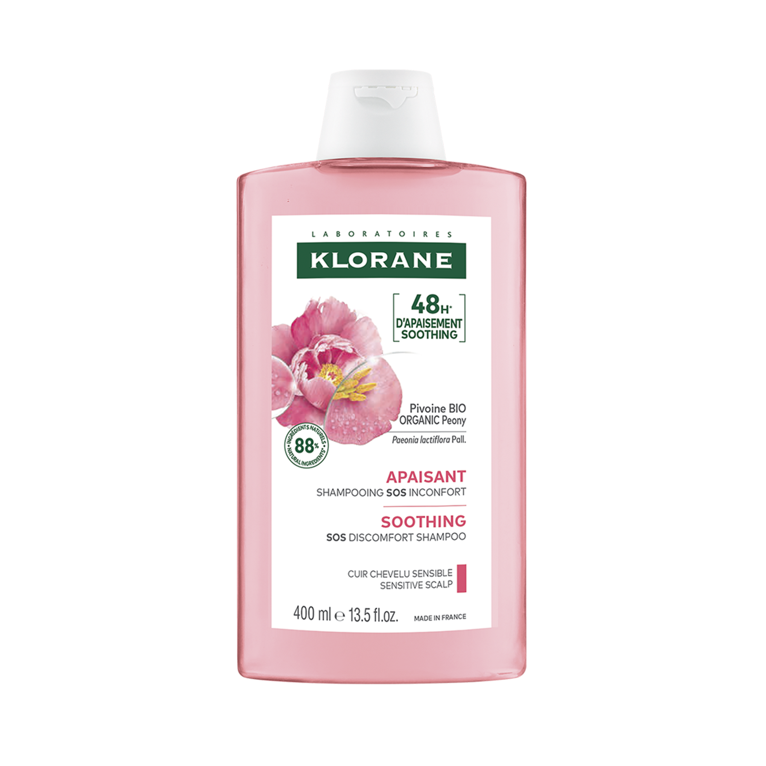 Sampon cu extract de bujor Bio pentru scalpul iritat, 400 ml, Klorane