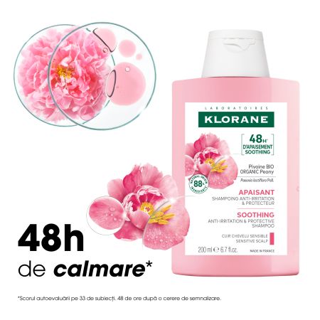 Sampon cu extract de bujor Bio pentru scalpul iritat, 200 ml, Klorane 724060