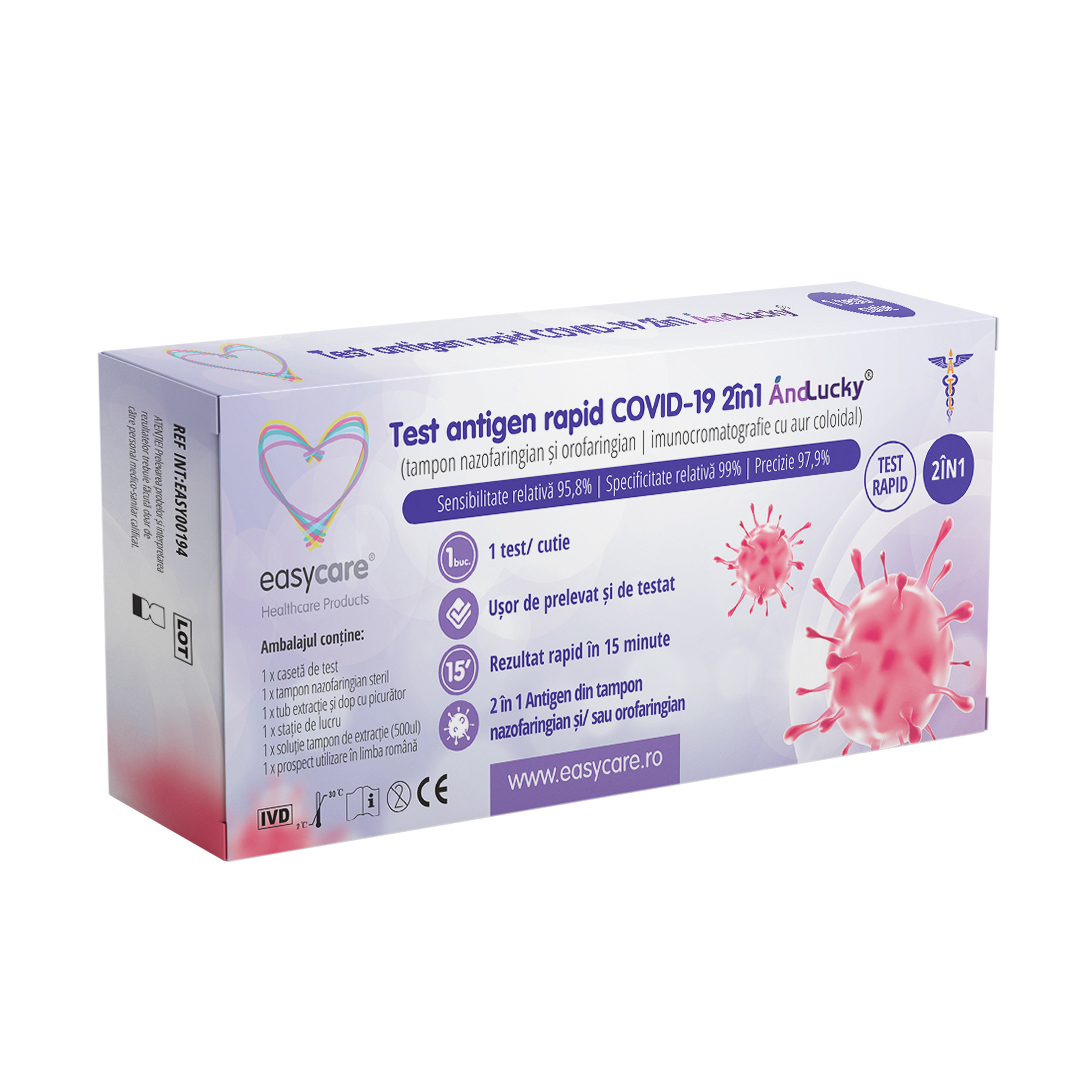 Test antigen rapid 2in1 (cu tampon nazofaringian) COVID-19 Ag, 1 bucata, Easycare