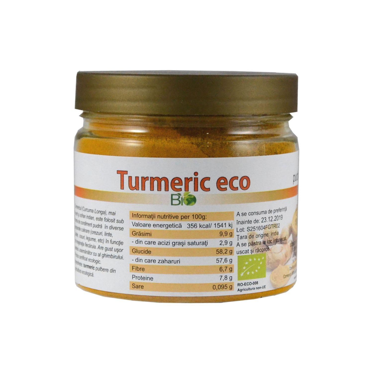 Turmeric pudra Bio, 130 g, Managis