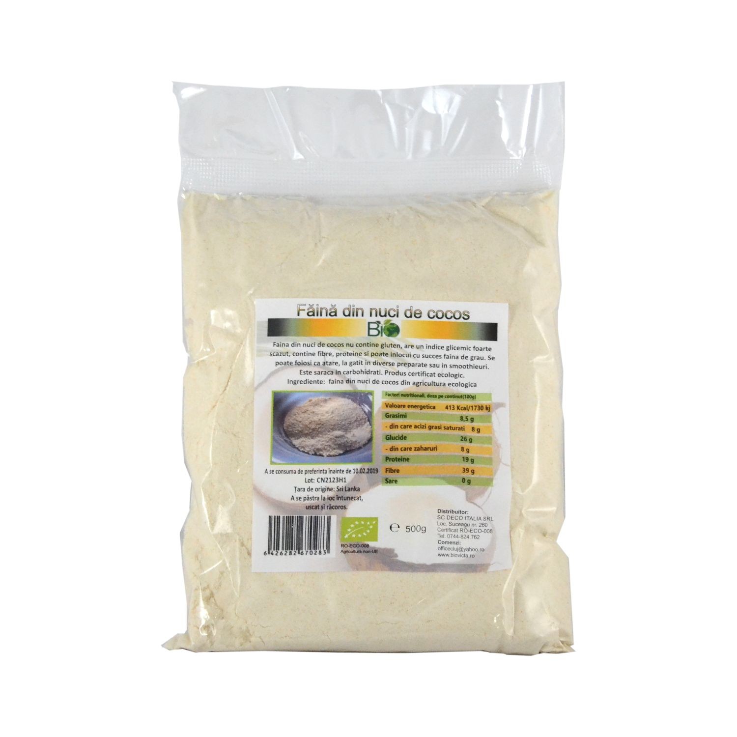 Faina Bio din nuca de cocos, 500 g, Managis