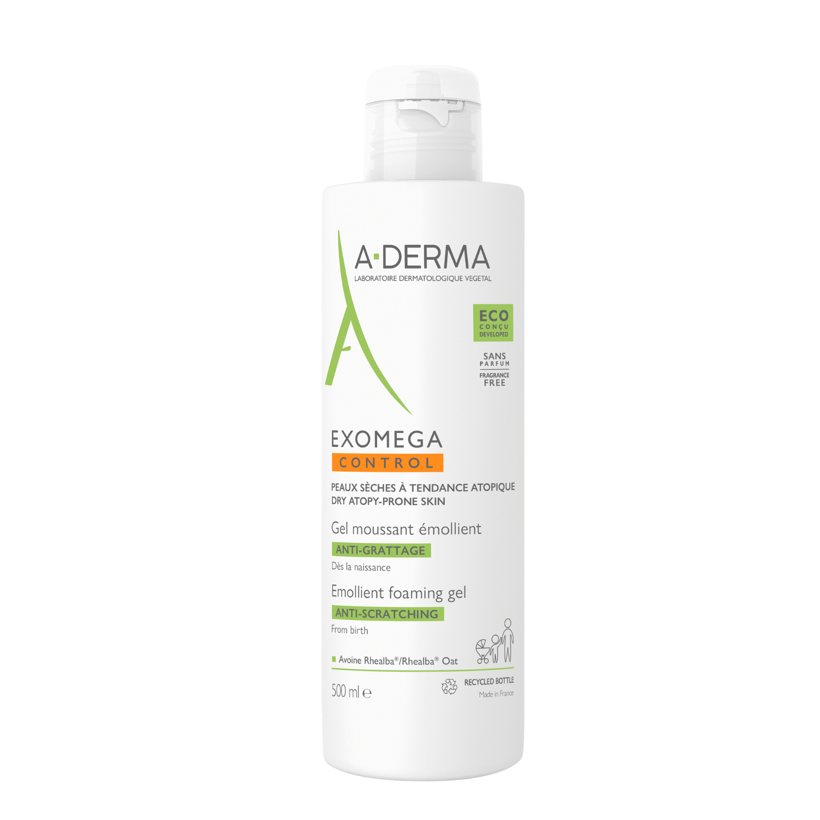 Gel spumant piele uscata cu tendinta atopica Exomega Control, 500 ml, A-Derma