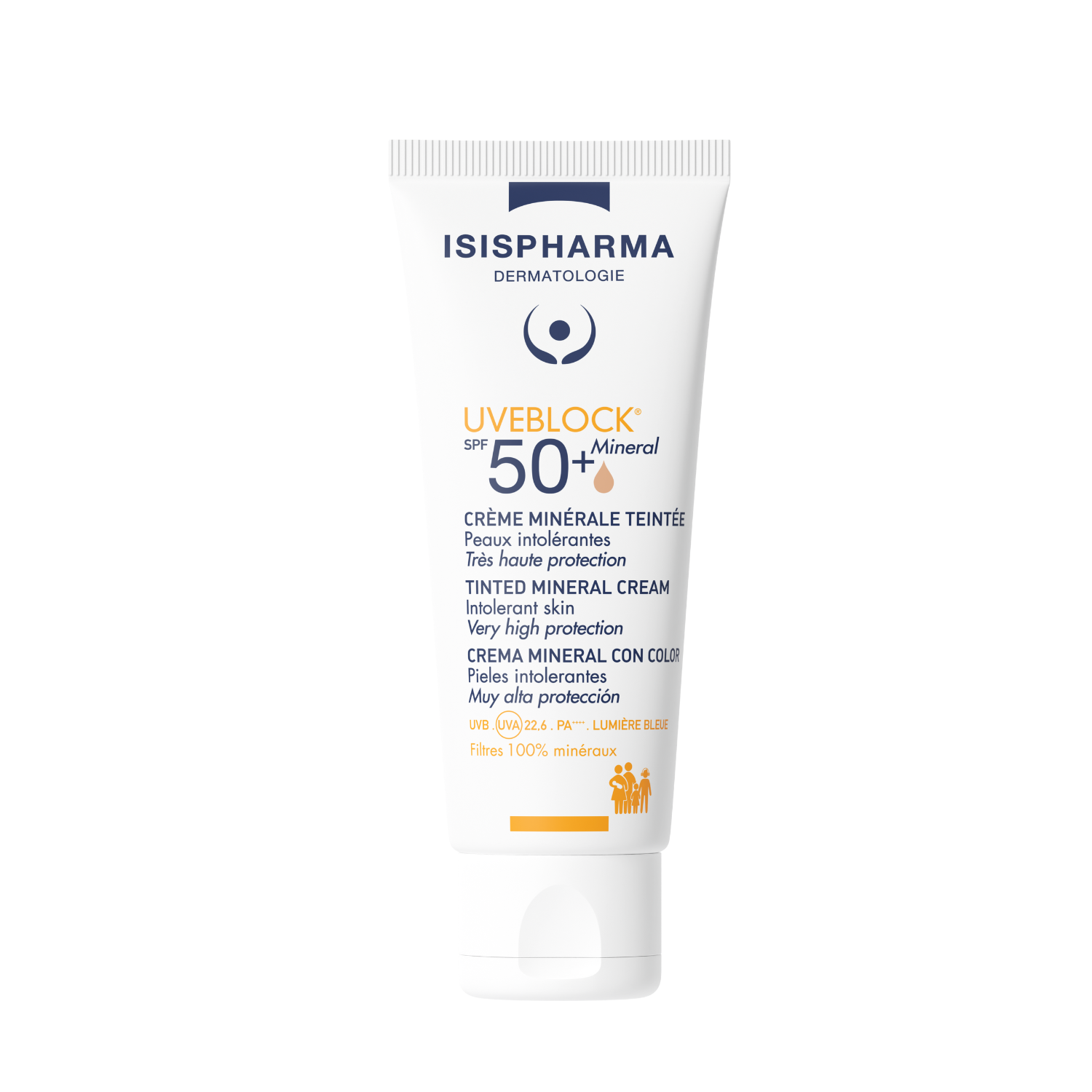 Crema nuantatoare cu protectie solara UVEBLOCK SPF 50+ Tinted Mineral, 40 ml, Isis Pharma